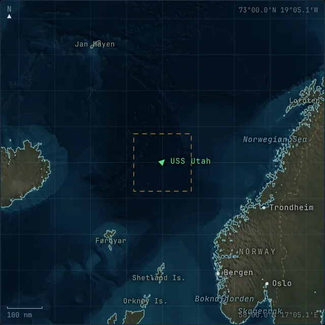 Area of operations chart for Free Hunt: Norwegian Sea