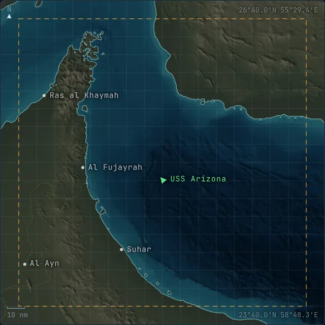 Area of operations chart for Fujairah Approaches: Western Gulf of Oman