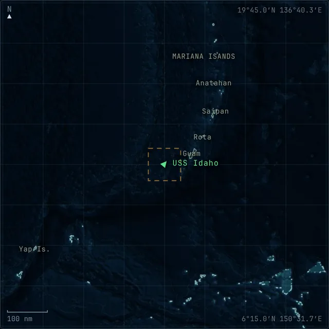 Area of operations chart for Basic Operations: Training area west of Guam