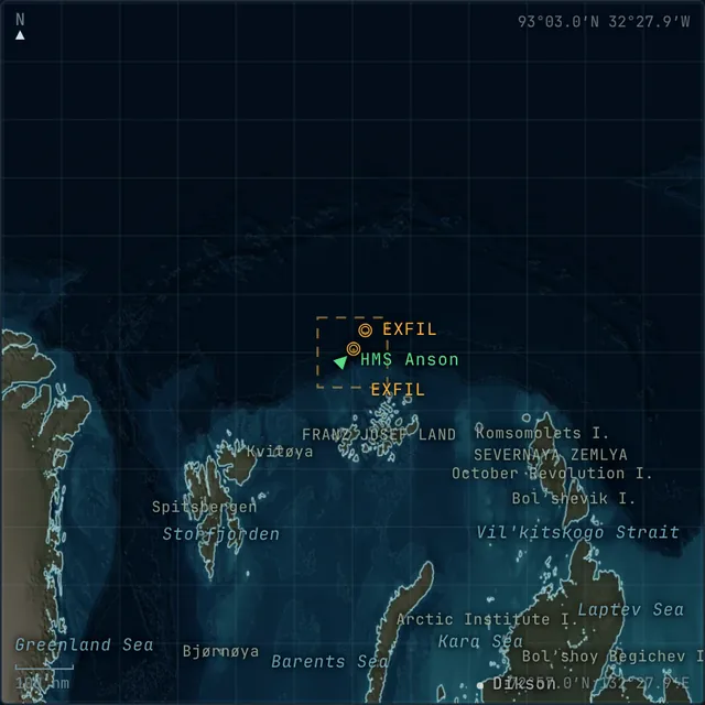 Area of operations chart for Under the Ice: Arctic Ocean, north of Franz Josef Land